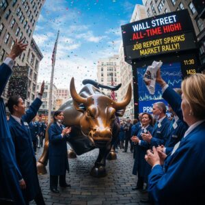 Wall Street stock chart with upward trend – US job growth impact